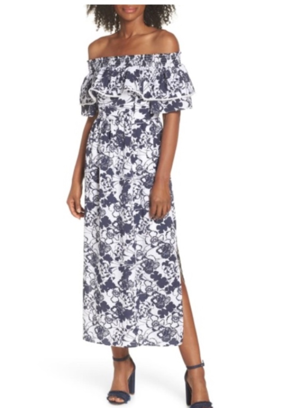 Chelsea28 Off the Shoulder Ruffle Floral Dress